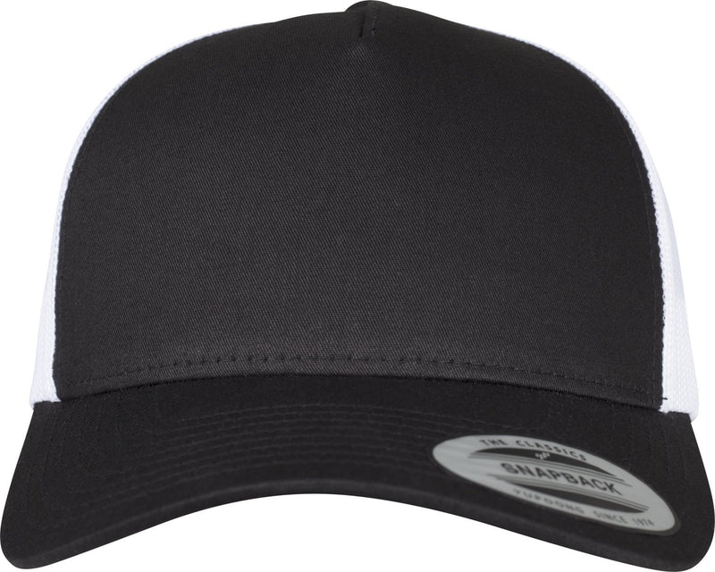 [Australia] - Flex fit (FLEYK) 5-Panel Retro Trucker 2-Tone Cap Kape, Unisex, 5-Panel Retro Trucker 2-Tone Cap One Size blk/wht 