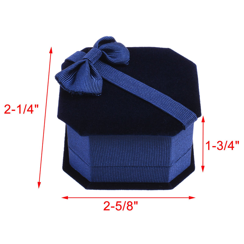 [Australia] - COSMOS Blue Color Velvet Ring Gift Box Octagonal Jewelry Box with Bow 