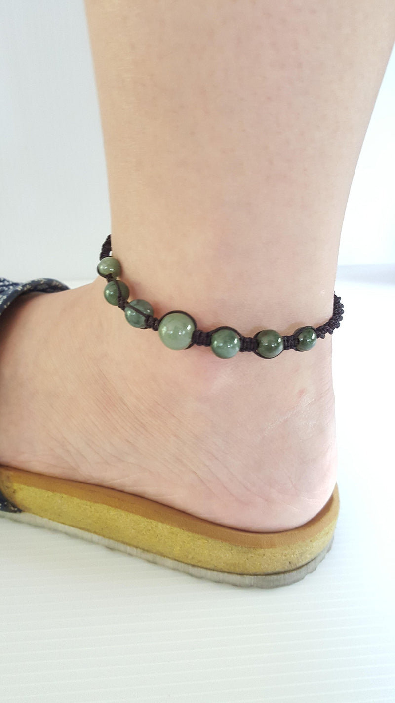 [Australia] - Infinityee888 Jade Bead Anklet Green Feng Shui for Men,Women Ankle Bracelet-AK01 