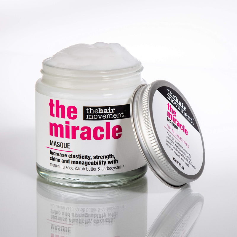 [Australia] - The Hair Movement - Miracle Masque - Repair, Increase Elasticity, Strength, Shine and Manageability - Murumuru Seed, Carob Butter and Carbocysteine - Cruelty-Free, Vegan, 120ml 120 ml (Pack of 1) 