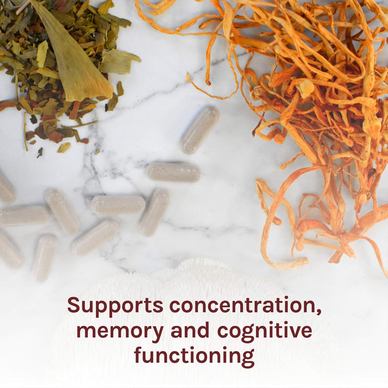 [Australia] - Host Defense, MycoBotanicals Brain Capsules, Promotes Concentration, Memory and Cognitive Function, Mushroom and Herb Supplement, Unflavored, 60 Standard Packaging 