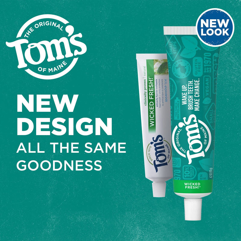 [Australia] - Tom's of Maine Natural Wicked Fresh! Fluoride Toothpaste, Spearmint, 4.7 oz. 2-Pack (Packaging May Vary) 4.7 Ounce (Pack of 2) 