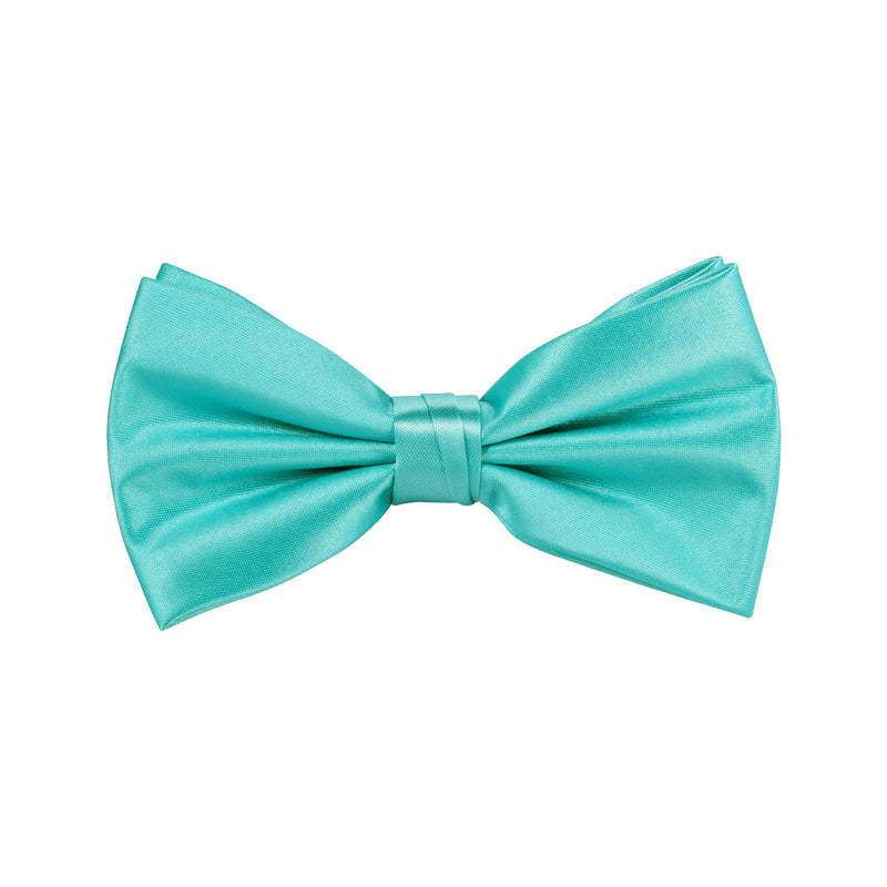 [Australia] - TIE G 5pcs Tie Set in Gift BOX WHITE OR BLACK: Solid Color Necktie, Satin Bow Tie, Pocket Square, Lapel, Cuff Links A-aqua 