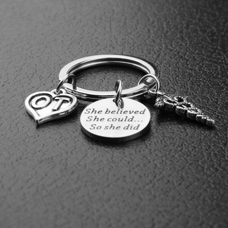 [Australia] - OT Gift Occupational Therapist Graduation Gift She Believed She Could So She Did OT Keychain OT Bracelet Occupational Therapy Gift 