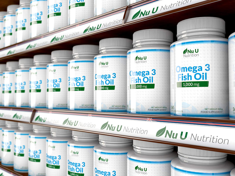 [Australia] - Omega 3 Fish Oil 1000mg - 365 Softgel Capsules - Up to 12 Month�s Supply - Pure Fish Oil with Balanced EPA & DHA - Contaminant Free Omega 3 - Made in The UK by Nu U Nutrition 