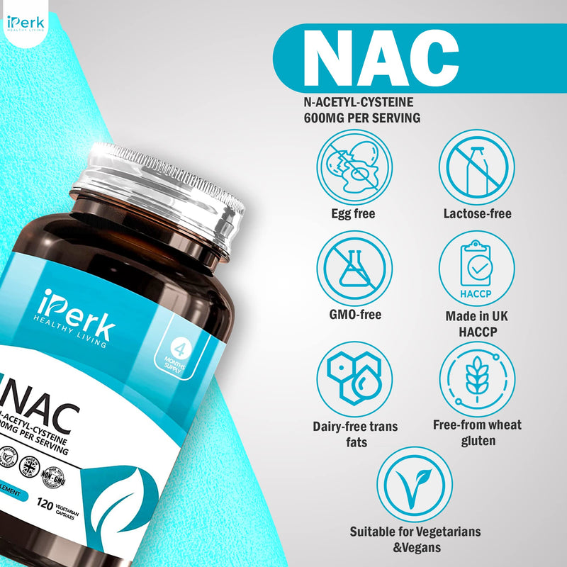 [Australia] - NAC N-Acetyl- Cysteine 600mg 120 Capsules - UK Manufactured | Suitable for Vegetarians and Vegans (4 Months Supply) 