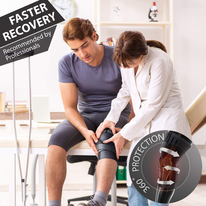 [Australia] - Pure Support Knee Brace, Compression Sleeve for Running, Arthritis Pain, Sports Small Black/Straps 