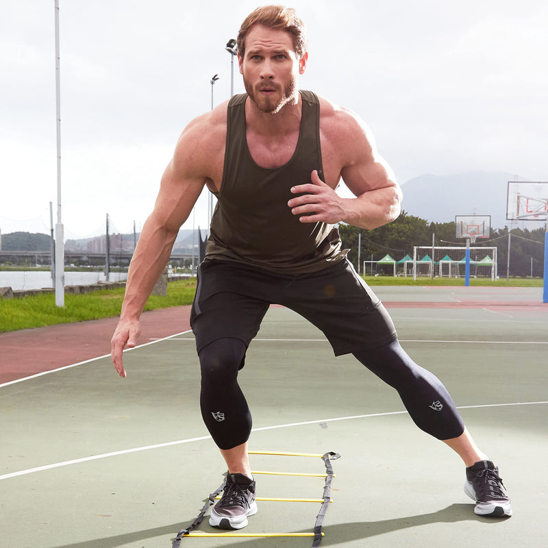 [Australia] - Vital Salveo-Sports Outdoor Compression Long Knee Sleeve Leg Support knee brace Thin Light undersleeve Germanium Recovery Running Basketball (1 Pair) XX-Large 
