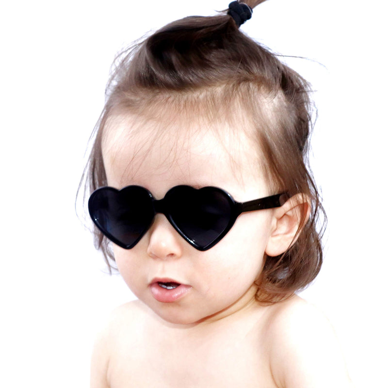 [Australia] - Kd3141 Infant Toddler Age 0-24 Months Heart Baby Sunglasses Black uv400 
