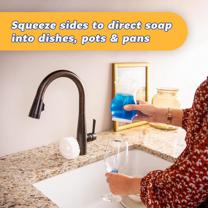 [Australia] - Scrub Daddy Soap Dispenser for Kitchen and Bathroom - Soap Daddy - Refillable Soap Dispenser for Countertop, Dual Action with Easy Grip Sides, Multi-use, 1 ct single 