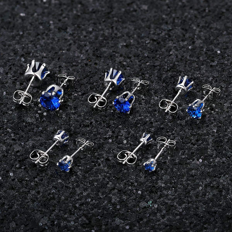 [Australia] - MDFUN 6 Pairs 18K Yellow Gold Plated Round Cubic Zirconia Stud Earring Pack of 6 5 Pairs 3/4/5/6/7mm Blue Spinel White Gold 