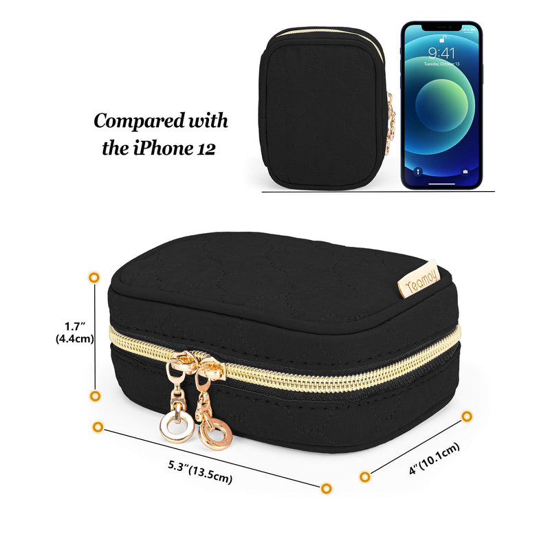 [Australia] - Teamoy Mini Jewelry Travel Case, Small Storage Organizer Bag for Earrings, Necklace, Rings and More, Black 