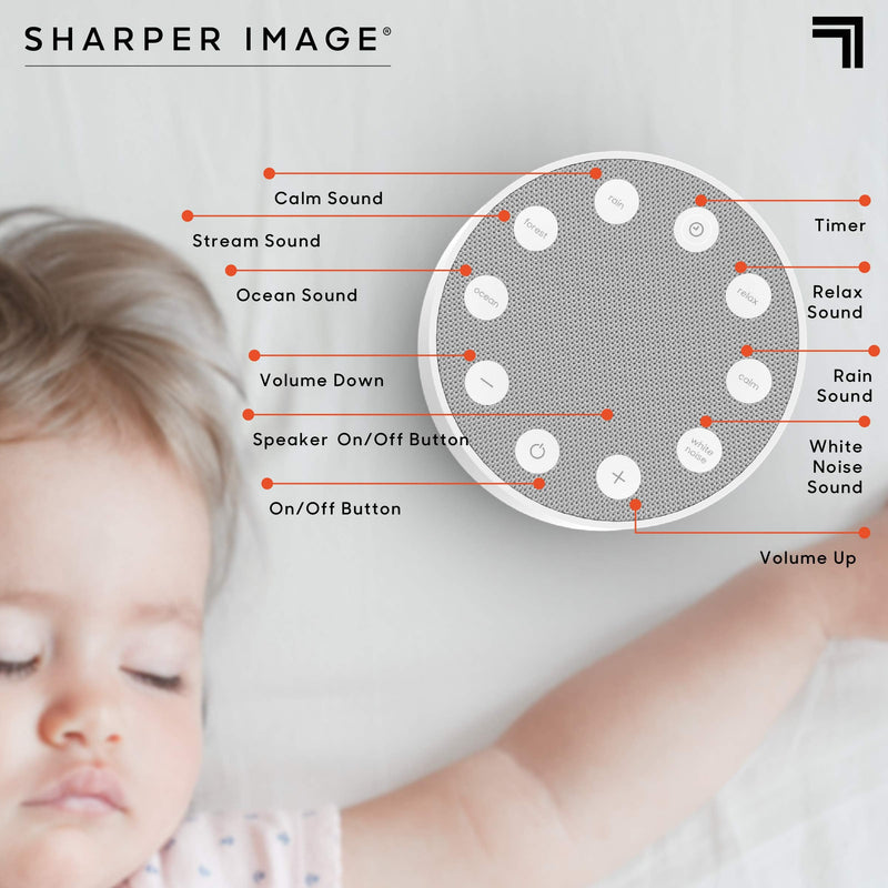 [Australia] - SHARPER IMAGE Sleep Therapy White Noise Machine, Soothing Nature Sounds for Baby Kid Adult, Portable Relaxation Wellness Meditation and Naps, Peaceful Rest Sleep Aid, Father's Day Gift Revo White 