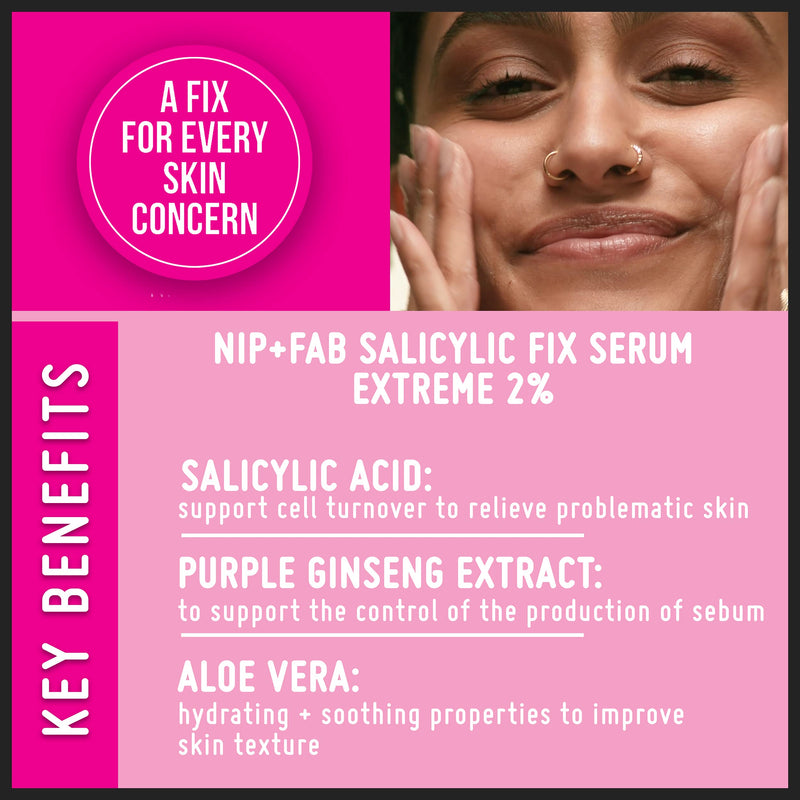[Australia] - Nip + Fab Salicylic Acid Fix Tonic for Face with Witch Hazel, Lotus Flower Extract BHA Toner for Breakouts Minimize Pores Oil Control, 98ml 