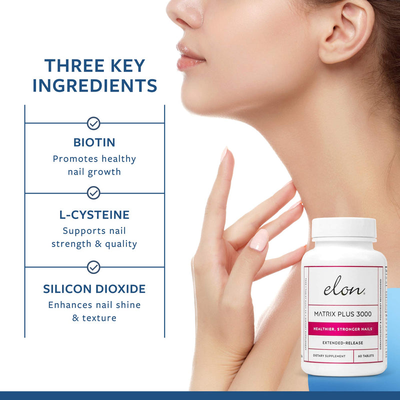 [Australia] - Elon Matrix Plus 3000 Biotin Vitamins for Nail Repair Strengthening and Growth (60 Tablets) 