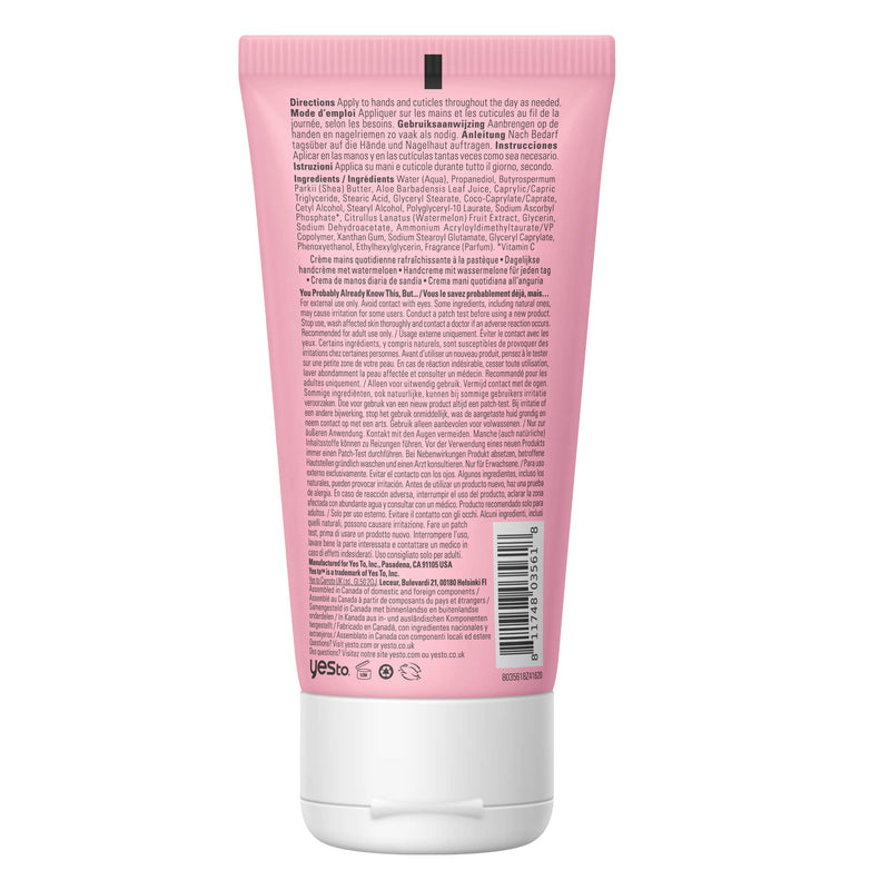 [Australia] - Yes To Watermelon I Daily Hand Cream 3 Oz 2 Pack I I Hydrate Refresh I Watermelon Extract I Vegan I 95 Natural Ingredients, All Skin Types 