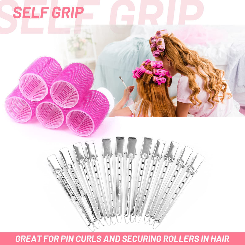 [Australia] - Thrilez 24 Pcs Hair Rollers Set, include 12 Pcs Self Grip Hair Rollers & 12Pcs Duckbill Clip, Salon Hairdressing Curlers Hair Curlers Rollers Tools for Women, men, kids (48mm) 24 Piece Set 