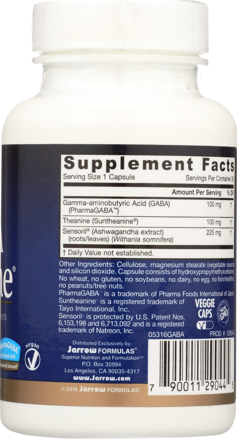 [Australia] - Jarrow Formulas GABA Soothe - 30 Veggie Caps - Supports Focus, Relaxation & Resistance to Stress - With Theanine & Ashwagandha Extract - 30 Servings 