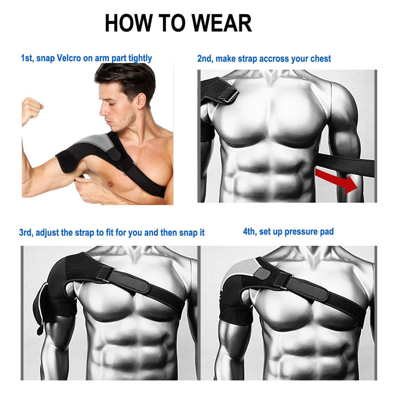 [Australia] - Shoulder Stability Brace Adjustable Shoulder Brace Support with Pressure Pad, Light Breathable Neoprene Rotator Cuff Shoulder Support for Sport, Dislocated AC Joint, Labrum Tear, Shoulder Pain - Right 