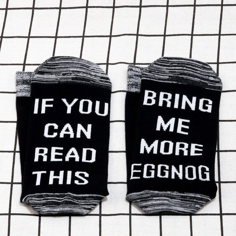 [Australia] - PYOUL 2 Pairs Eggnog Lover Socks Eggnog Gift If You Can Read This Bring Me More Eggnog Socks 