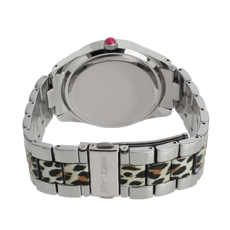 [Australia] - Betsey Johnson Cheetah Link Watch Silver/Multi 