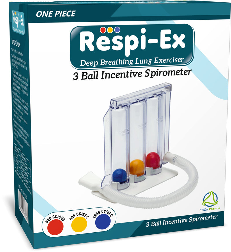 [Australia] - Respi-Ex Deep Breathing Lung Exerciser | Washable & Hygienic | Breath Measurement System | Lung Exerciser | 3 Ball Incentive Spirometer 