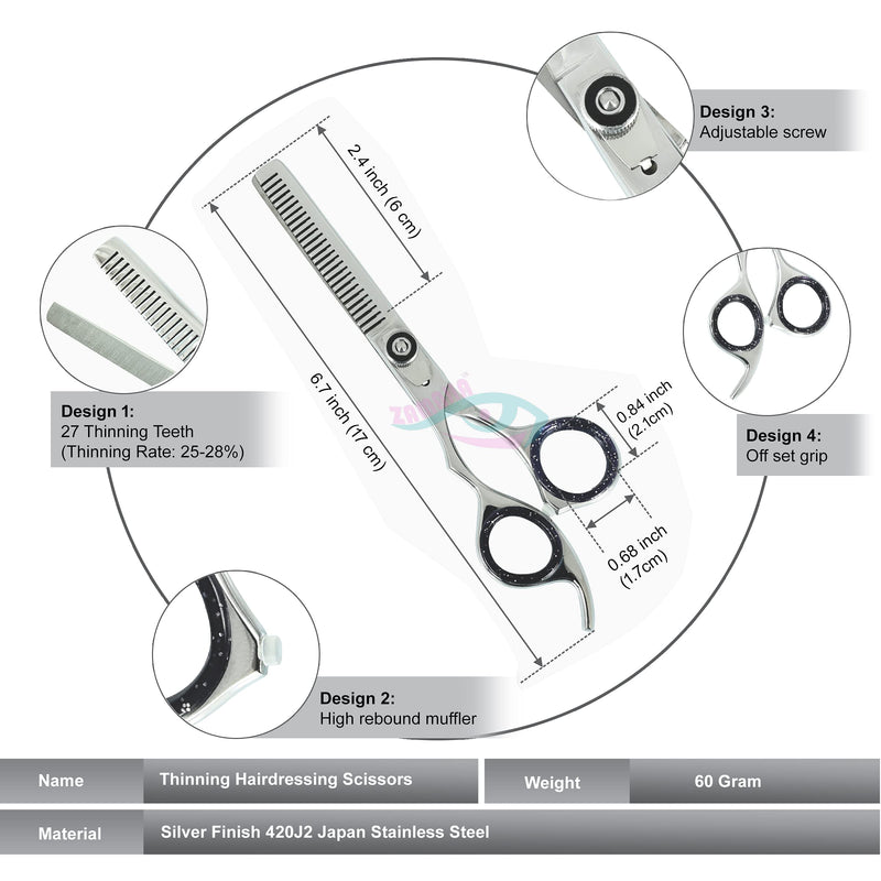 [Australia] - Lefty Hairdresser professional Hair Razor scissors left-handed 6.5 inch hair scissors (Cutting Scissors+Thinning Scissors) 