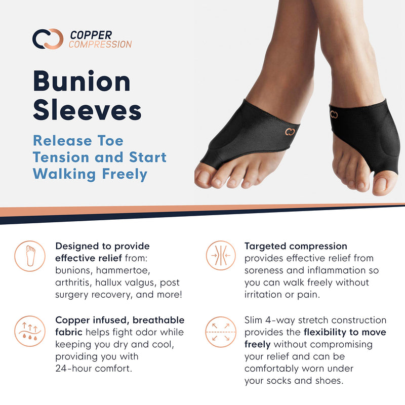 [Australia] - Copper Compression Bunion Corrector Relief Sleeve - Gel Cushion Pads - Copper Infused - Orthopedic Big Toe Alignment - Hallux Valgus Relief - Toe Straightener and Spacer Fit for Women & Men - 1 Pair Large/X-Large (1 Pair) 