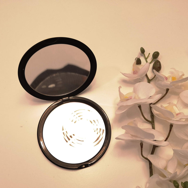 [Australia] - Makeup Pocket Mirror with 10x Magnification Glass Plus Plain Mirror (Black) Black 