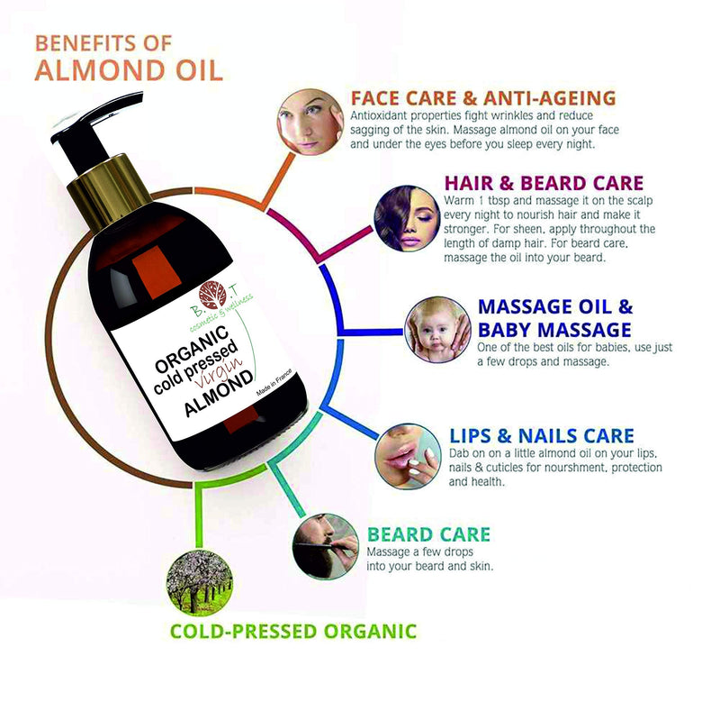 [Australia] - Organic Cold Pressed Sweet Almond Oil - Natural Massage Oil - Essential Oils for Hair Growth, Skin, Face, Body, Nails, Scalp - Health Beauty Oil - 100% Pure & Cruelty Free - 1000ml ; 35.19fl oz 