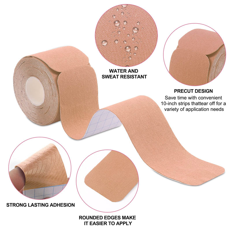 [Australia] - Kinesiology Tape Precut(4 Pack) Kinetic Tape Rolls Athletic Tape Elastic Therapeutic Sport Tape for Knees, Ankles, Shoulder, Elbow, Pain Relief and Injury Recovery 2 Inch x 16.4 ft (Beige) (4 Pack )Beige 