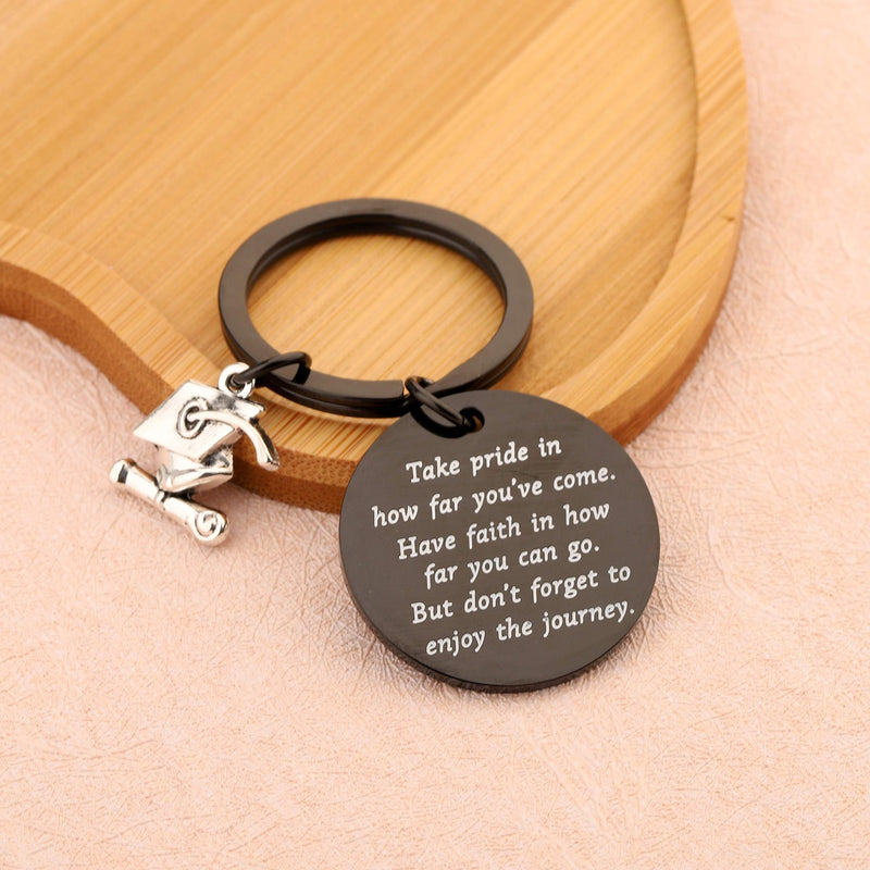 [Australia] - FUSTMW Graduation Keychain Gifts Inspirational Graduates Gifts Take Pride in How Far You Have Come Class of 2020 Graduation Gifts Black 