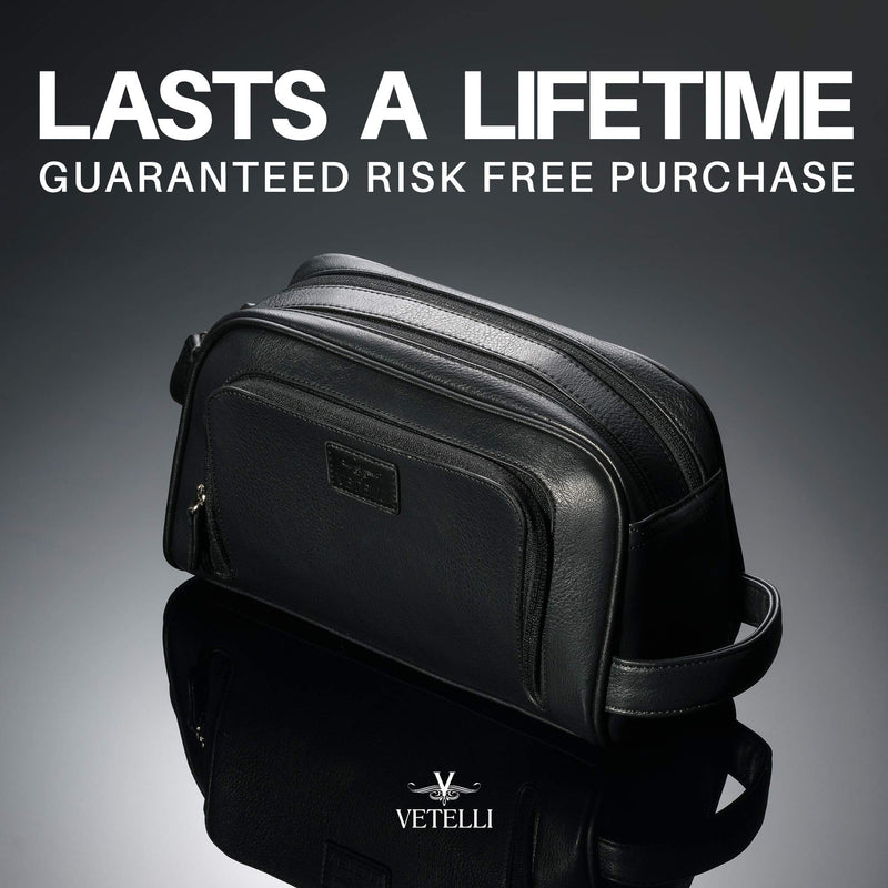 [Australia] - Vetelli Gio Leather Toiletry Bag for Men, Ideal Gift for Travel, Durable, Water-Resistant 