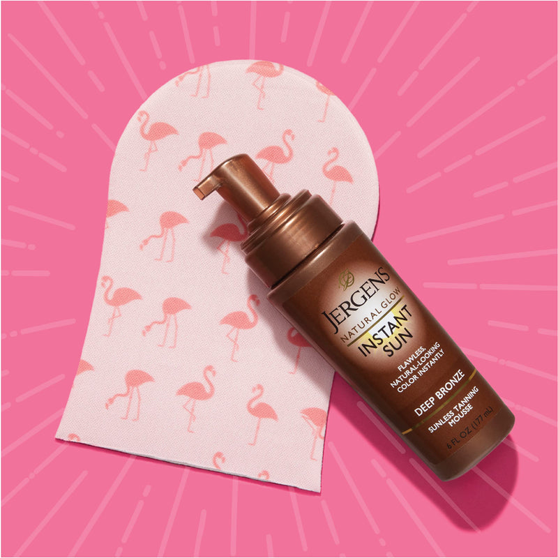 [Australia] - Jergens Natural Glow Instant Sun Body Mousse, Self Tanner for Deep Bronze Tan, Sunless Tanning Body Bronzer, Natural Looking Fake Tan, 6 Ounce Instant Sun Sunless Tanning Mousse, Deep Bronze, 6 Ounce 