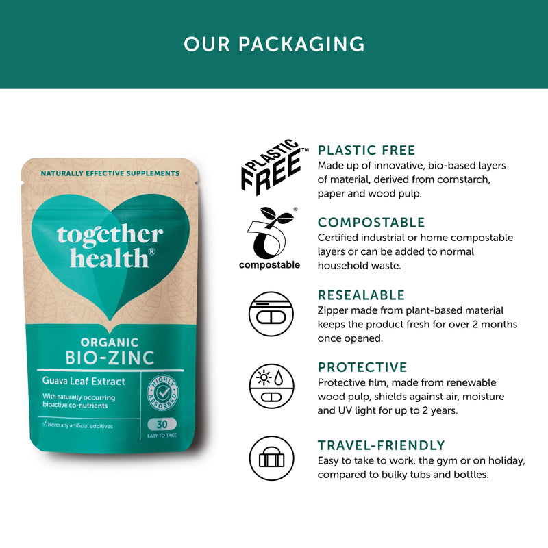 [Australia] - Organic Zinc Supplement - Together Health - Natural Source of Zinc from Guava Leaves - Vegan - Made in The UK - 30 Vegecaps 