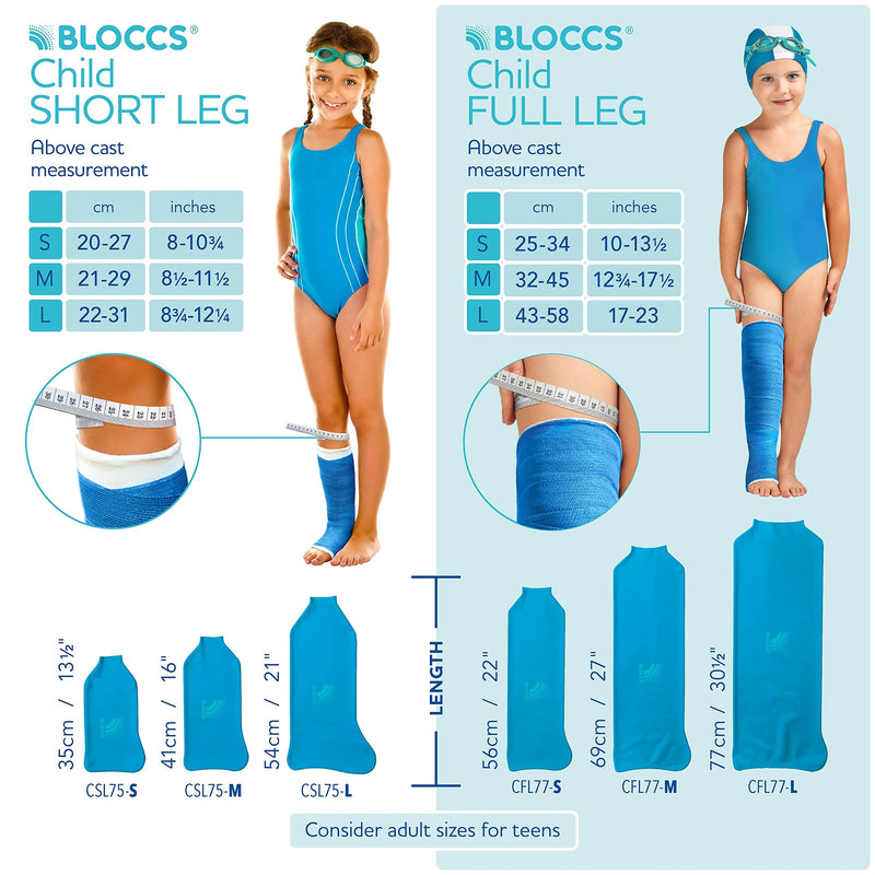 [Australia] - Bloccs Waterproof Plaster Cast Covers Leg, Swim, Shower & Bathe. Watertight Protector, Child Full Leg (Small) S 