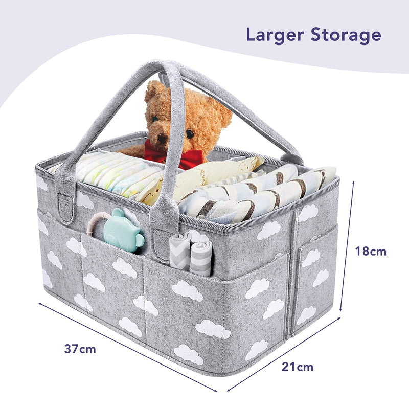 [Australia] - JUFAFA Baby Diaper Caddy Organizer, Portable Nursery Storage Caddy Toys Tote Newborn Shower Nappy Changing Organiser with Detachable Divider and 10 Invisible Pockets for Mom Kids 