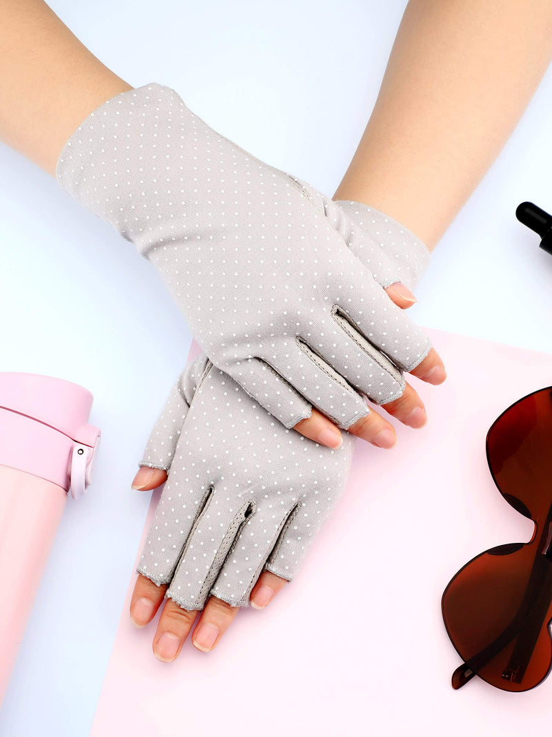 [Australia] - Maxdot Sunblock Fingerless Gloves Non-slip UV Protection Driving Gloves Summer Outdoor Gloves for Women and Girls Gray 