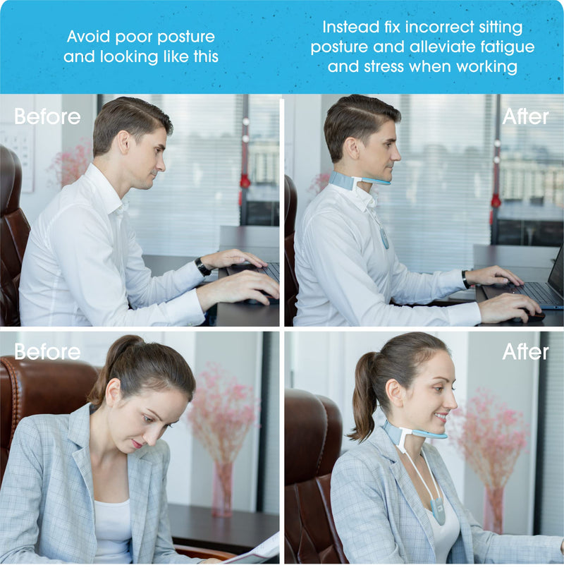 [Australia] - BackPainHelp Neck Brace, a Revolutionary Cervical Collar That Provides Light Support While Being Breathable, Cool and Lightweight (Blue Medium) Medium (Pack of 1) Blue 