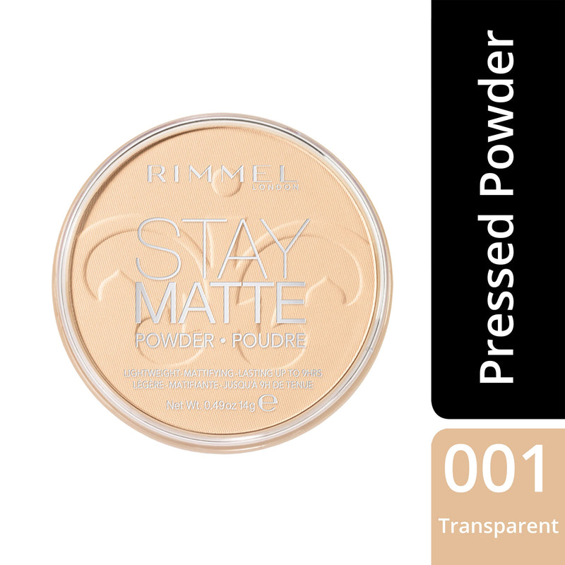 [Australia] - Rimmel London Stay Matte Long Lasting Pressed Powder, Transparent [001] 0.49 Ounce (Pack of 1) (packaging may vary) 0.49 Ounce (Pack of 1) 