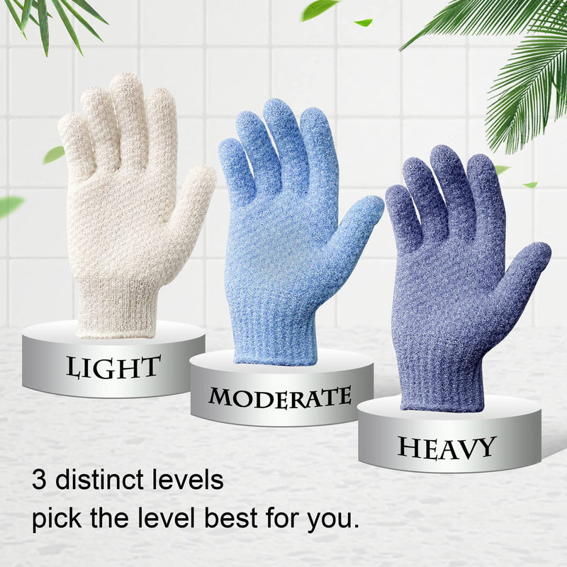 [Australia] - Migliore Wear Exfoliating Gloves, 3 DISTINCT TEXTURES Body Scrub Gloves, Natural Bath/Shower Scrubber Gloves, Beauty Loofah Body Exfoliator Mitt with Hanging Loop(Heavy) 1 Pair Heavy 