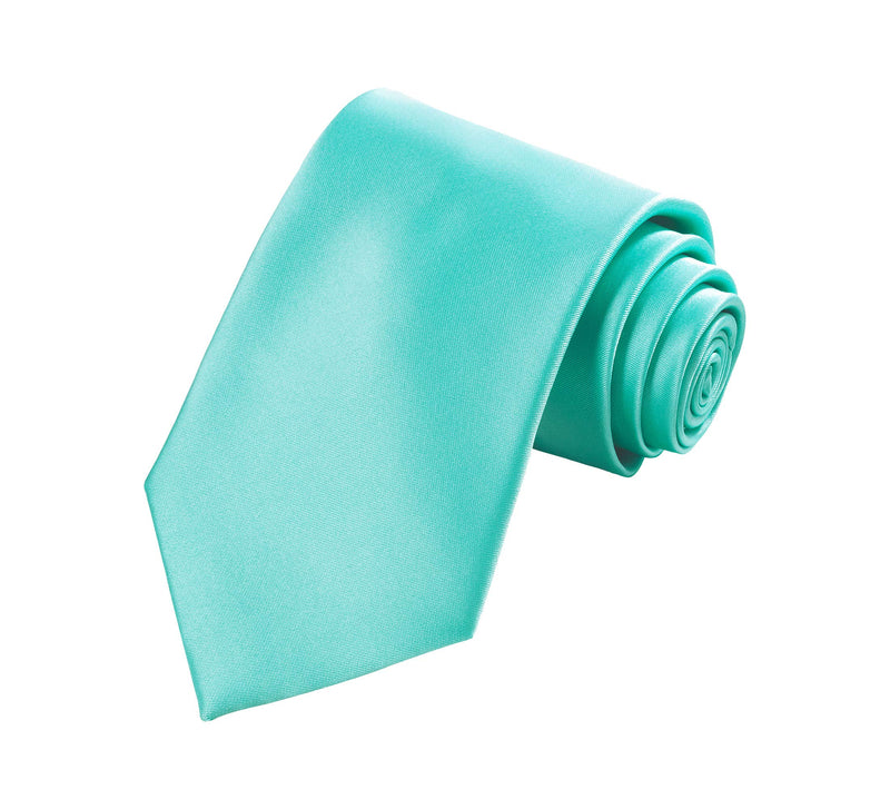 [Australia] - TIE G Solid Satin Color Formal Necktie and Pocket Square Sets in Gift Box Aqua 