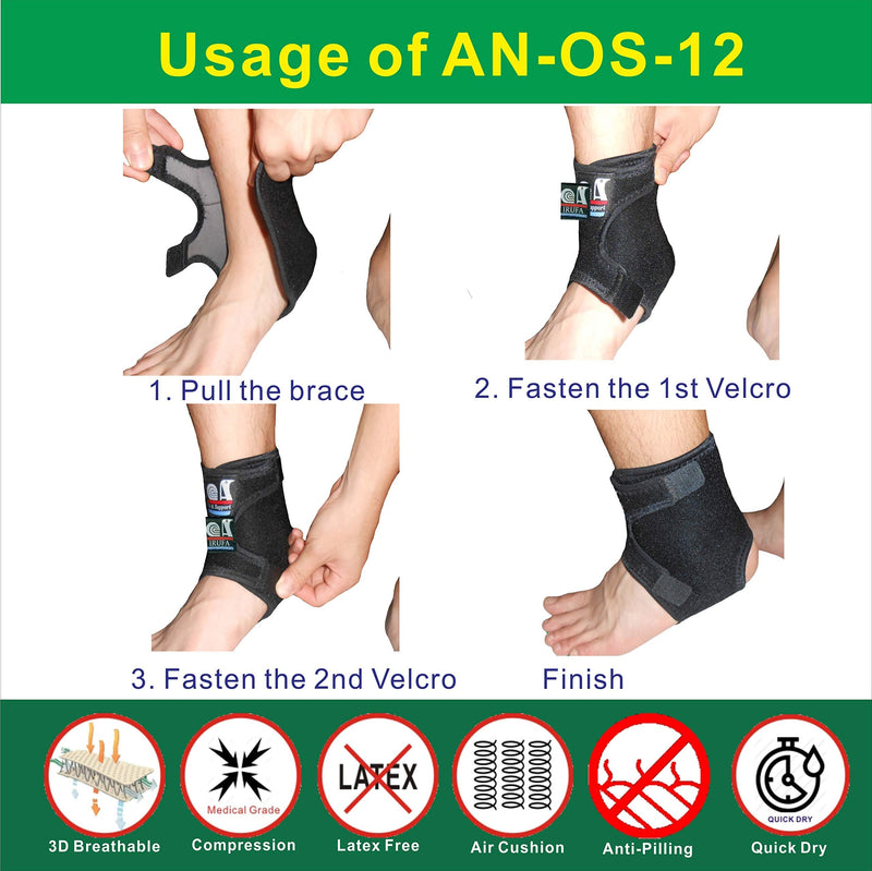 [Australia] - IRUFA, AN-OS-12,3D Breathable Patented Spacer Fabric Adjustable Athletics Achillies Tendon Ankle Wrap, Plantar Fasciitis, Pain Relief for Sprains, Strains, Arthritis and Torn Tendons Regular 