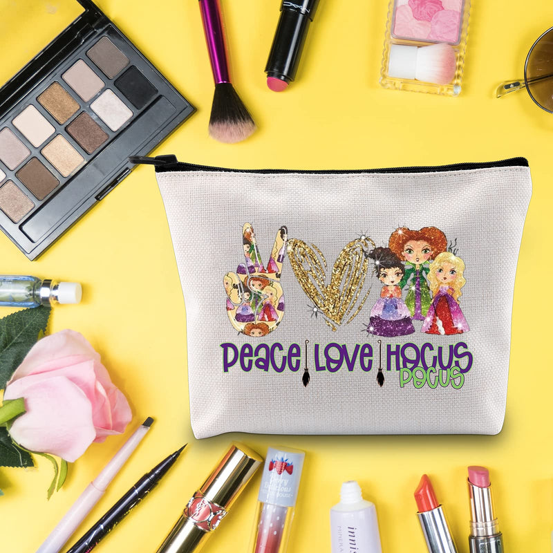 [Australia] - LEVLO Hocus Pocus Cosmetic Make Up Bag Hocus Pocus Witch Gift Peace Love Hocus Pocus Makeup Zipper Pouch Bag Hocus Pocus Merchandise, Peace Love Hocus Pocus, 