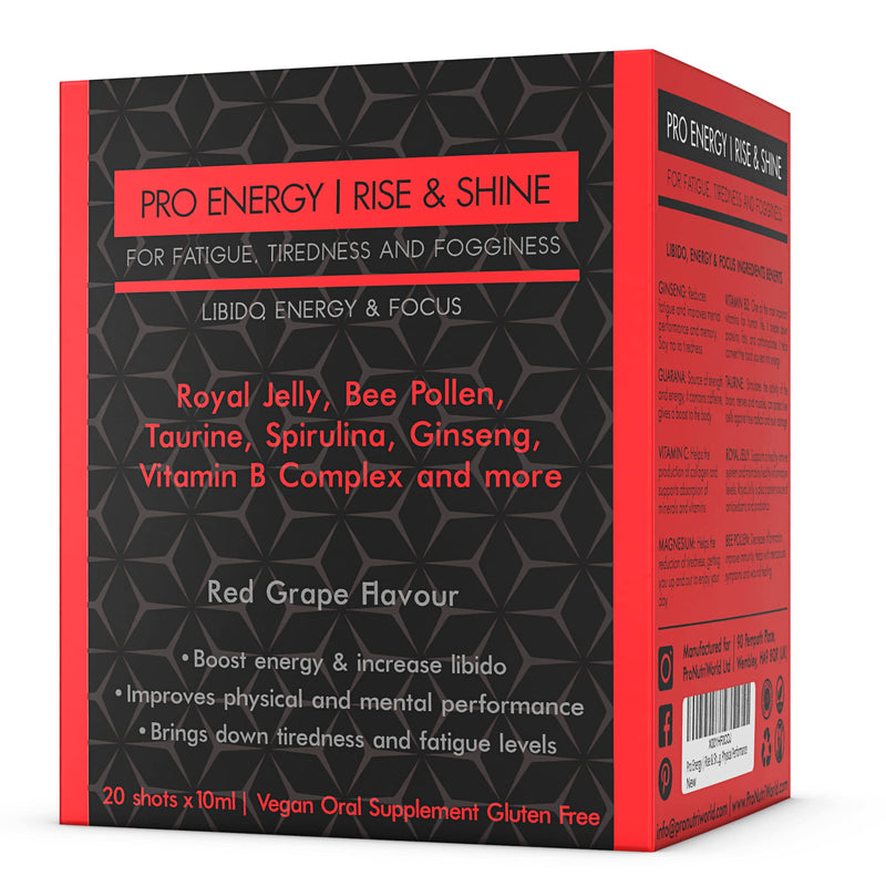 [Australia] - Liquid Korean Ginseng and Royal Jelly, Guarana, Bee Pollen and Taurine, High Dose Immunity Drink, Reduces Tiredness and Fatigue, 20 Energy Shots 