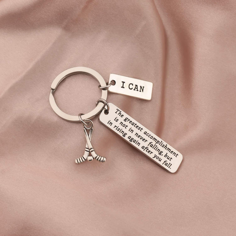 [Australia] - FUSTMW Hockey Gift Ice Hockey Charm Keychain Inspirational Hockey Team Gift Ice Hockey Players Gift for Hockey Moms & Coaches silver 