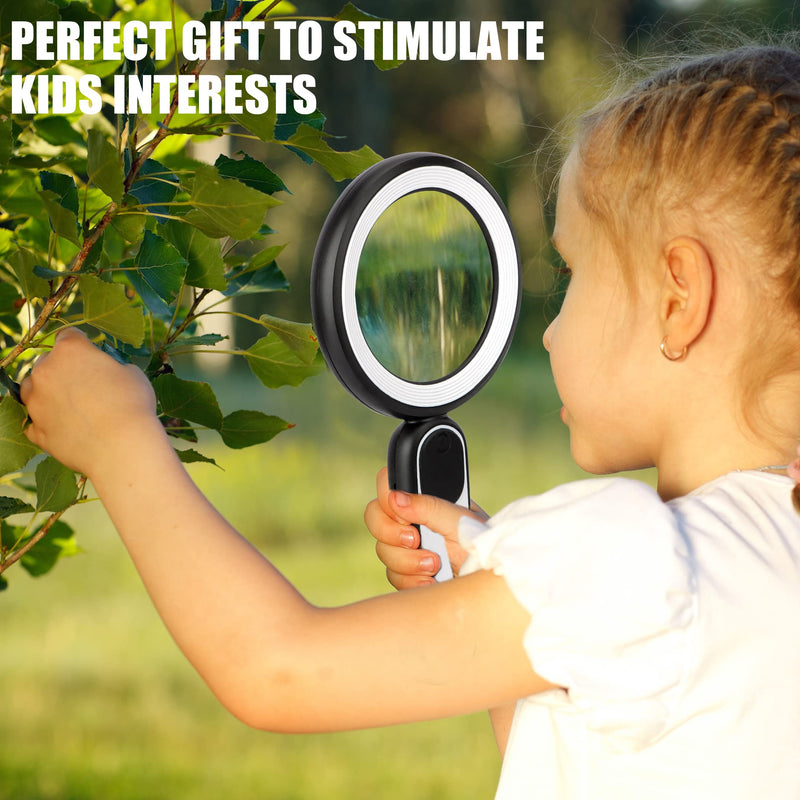 [Australia] - Magnifying Glass with Light, Handheld Illuminated Lighted Magnifying Glass with 21 Led, 3 Light Modes & Rechargeable USB Magnifier Seniors, Reading, Macular Degeneration, Exploring, Coins (Black) Black 