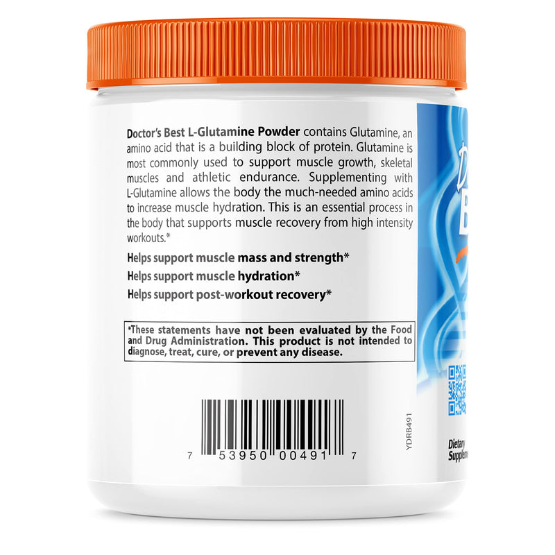 [Australia] - Doctor's Best Pure L-Glutamine Powder, Supports Muscle Mass, Strength & Post-Workout Recovery, Amino Acid, 300g 
