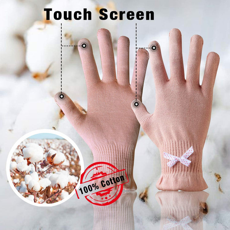 [Australia] - Migliore Wear 2 Pairs Cotton Gloves for Eczema with Touchscreen Fingers, Moisturising Gloves for Dry Hands, SPA, Hand Care, Eczema Gloves for Adults(Pink-L/XL) 2 Pairs-Pink Pink-L/XL 