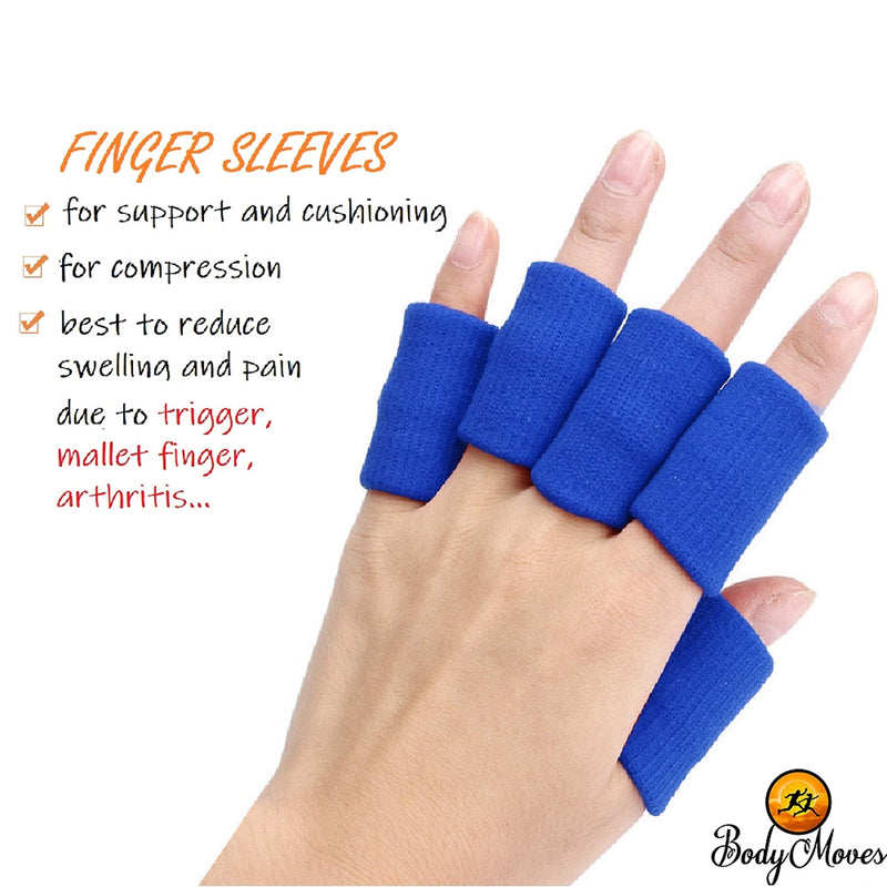 [Australia] - BodyMoves 2 Double Sided Solid Support Finger Splints Plus 2 Sleeves 2020 Edition(Aqua Blue) Aqua Blue 